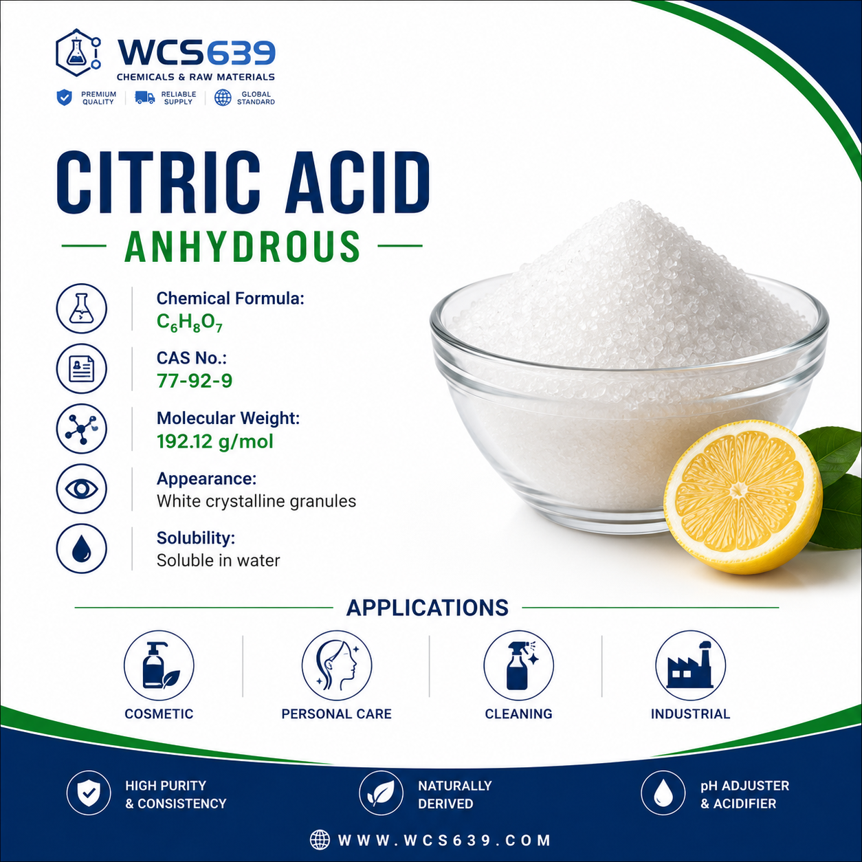 Citric Acid Anhydrous technical specifications – WCS639