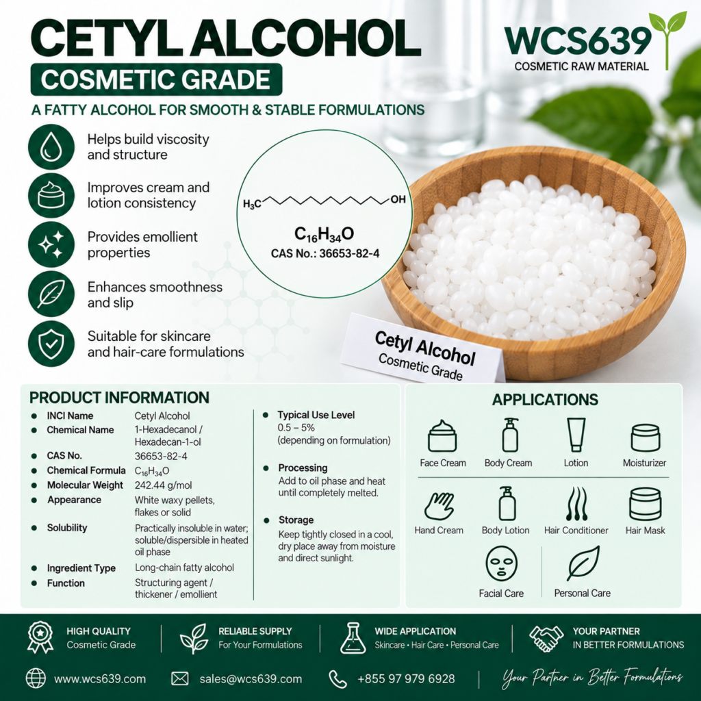 Cetyl Alcohol cosmetic grade fatty alcohol for cosmetic formulations