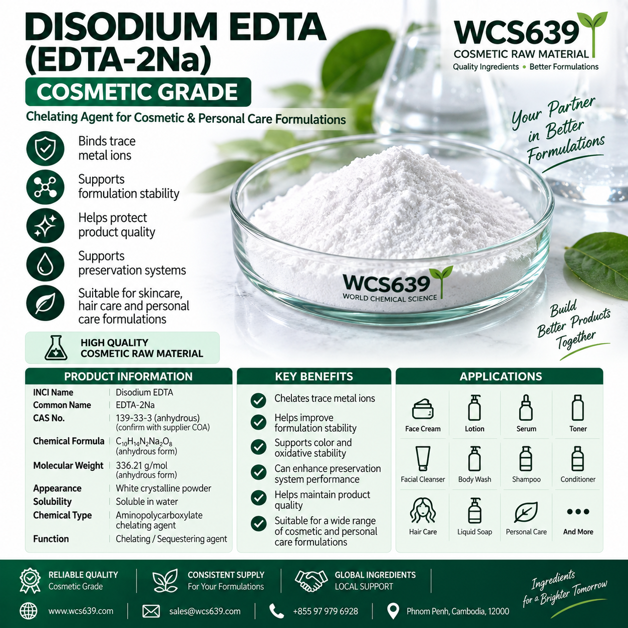 Disodium EDTA EDTA-2Na cosmetic grade chelating agent – WCS639