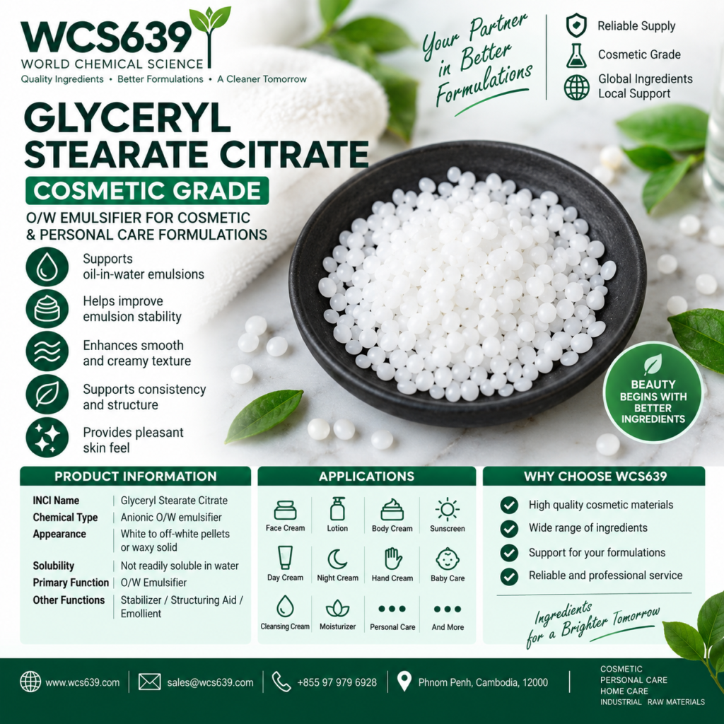 Glyceryl Stearate Citrate cosmetic grade O/W emulsifier for creams and lotions – WCS639