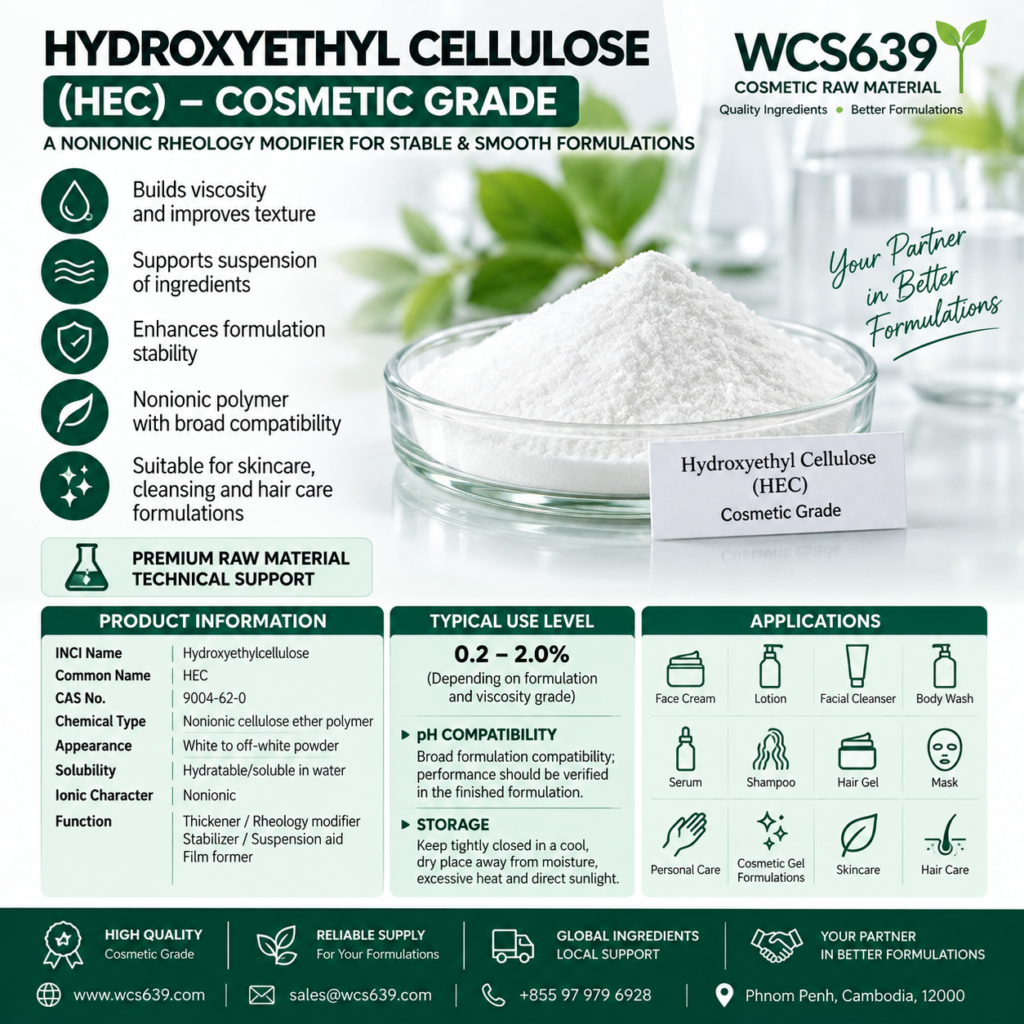 Hydroxyethyl Cellulose HEC cosmetic grade thickener and rheology modifier