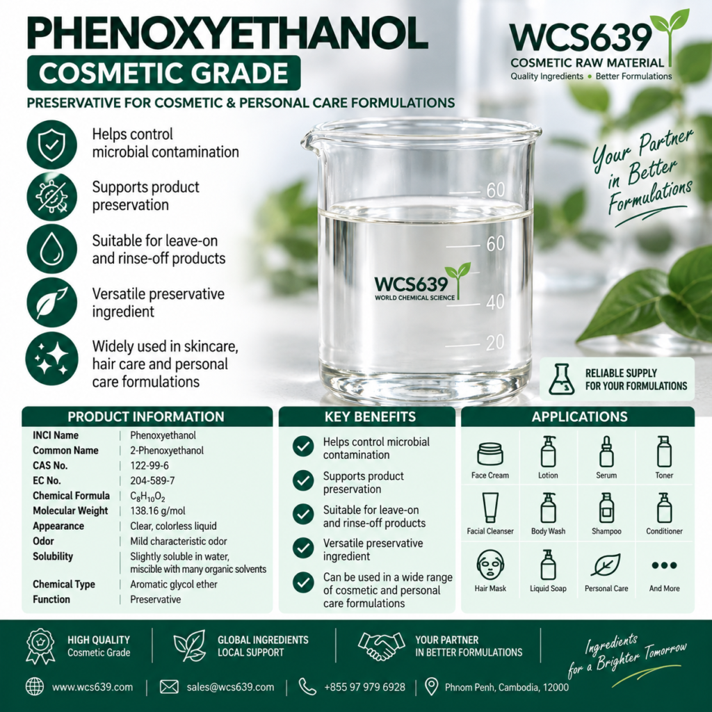 Phenoxyethanol cosmetic grade preservative for personal care formulations – WCS639
