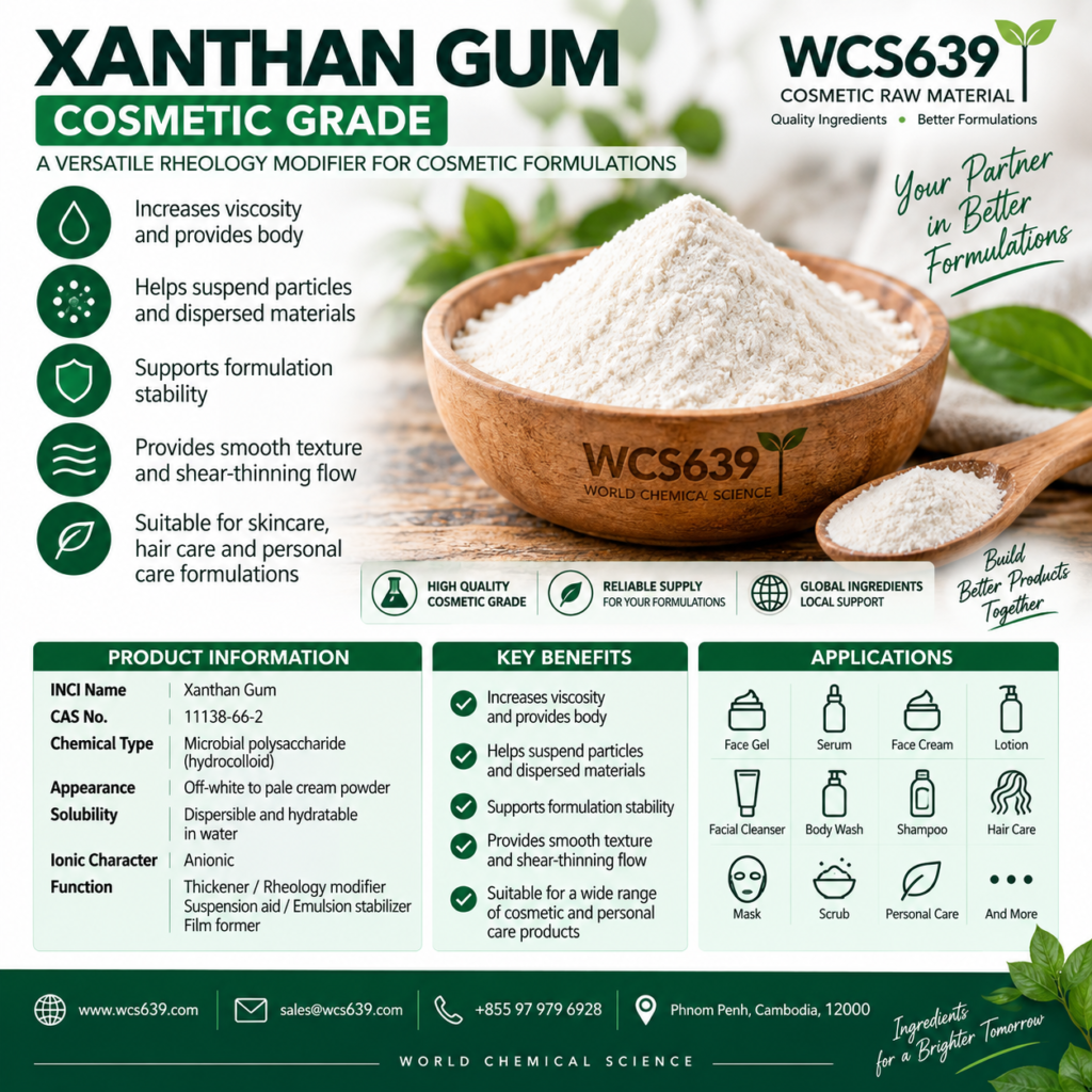 Xanthan Gum cosmetic grade thickener and rheology modifier – WCS639