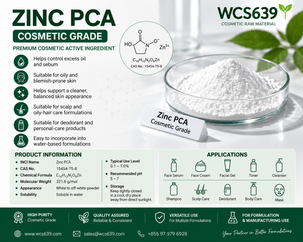 Zinc PCA cosmetic grade powder for skincare formulations – WCS639