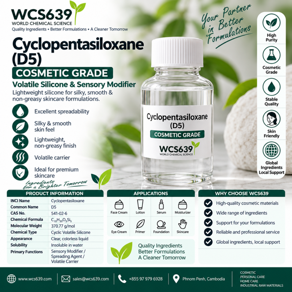 Cyclopentasiloxane D5 cosmetic grade volatile silicone for creams lotions and skincare – WCS639