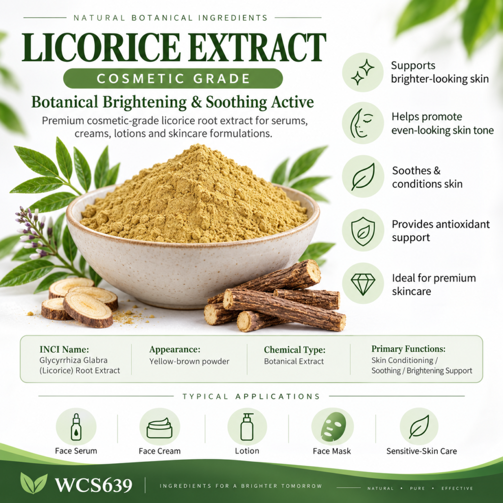 Licorice Extract cosmetic grade soothing and brightening botanical active – WCS639