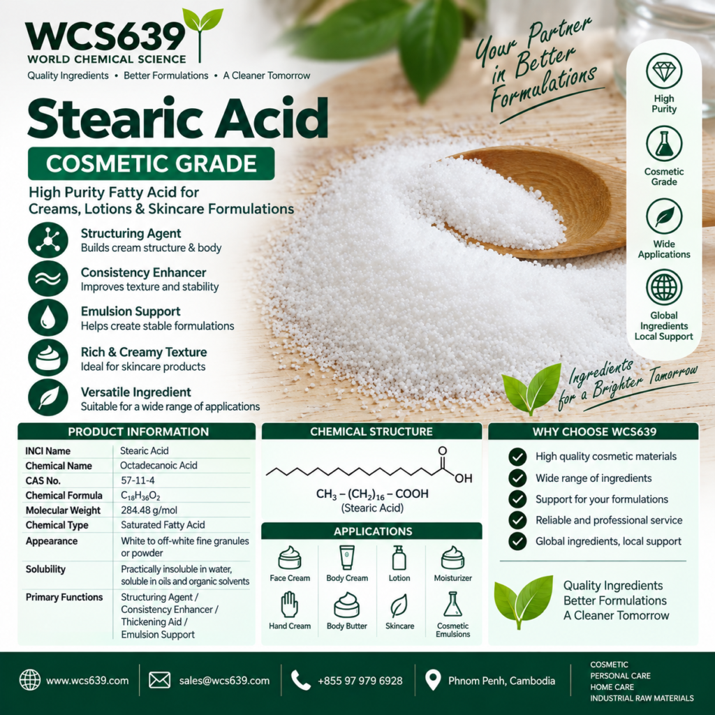 Stearic Acid cosmetic grade structuring agent for creams and lotions – WCS639